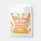 Groovy wild en drie retro zon kinderen verjaardag bedankzakje (Voorkant)