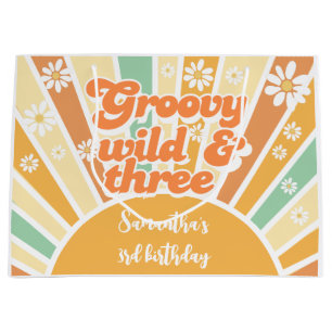 Groovy wild en drie retro zon kinderen verjaardag groot cadeauzakje