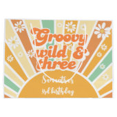Groovy wild en drie retro zon kinderen verjaardag groot cadeauzakje (Achterkant)