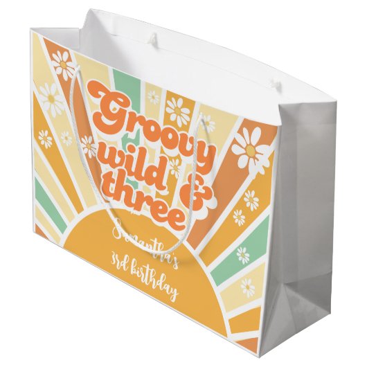 Groovy wild en drie retro zon kinderen verjaardag groot cadeauzakje (Achterkant Gekanteld)