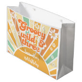 Groovy wild en drie retro zon kinderen verjaardag groot cadeauzakje (Voorkant Gekanteld)