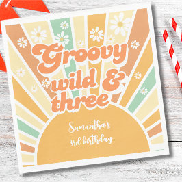 Groovy wild en drie retro zon kinderen verjaardag servet