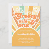 Groovy wild en een retro zon kinderen verjaardag kaart (Voorkant)