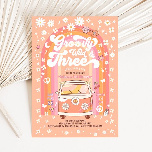 Groovy Wild en Three Van Bus 3e verjaardag Kaart