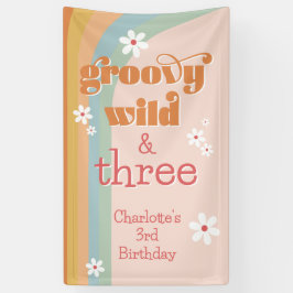 Groovy Wild en Three White Daisy Girl's Birthday Spandoek