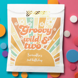 Groovy wild en twee retro zon kinderen verjaardag bedankzakje