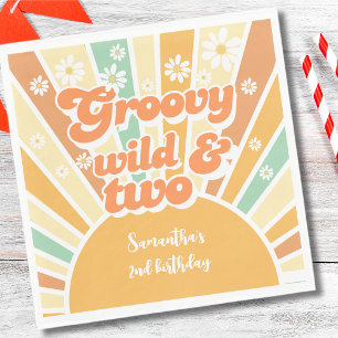 Groovy wild en twee retro zon kinderen verjaardag servet