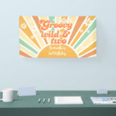 Groovy wild en twee retro zon kinderen verjaardag spandoek (Beurs)