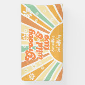 Groovy wild en twee retro zon kinderen verjaardag spandoek (Verticaal)