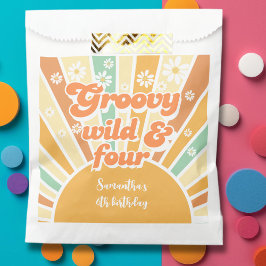 Groovy wild en vier retro zon kinderen verjaardag bedankzakje