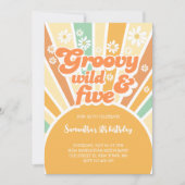 Groovy wild en vijf retro zon kinderen verjaardag kaart (Voorkant)