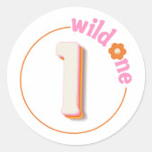 Groovy Wild One Birthday Sticker | Retro Daisy Boh (Voorkant)