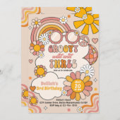 Groovy Wild & Three Flower Power Regenboog Verjaar Kaart (Voorkant / Achterkant)