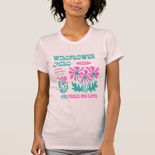 Groovy Wildflower Retro Vibes T-shirt (Voorkant)