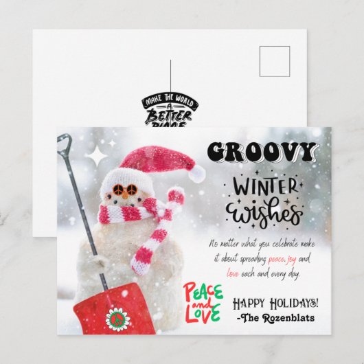 GROOVY WINTER WENSEN HOLIDAYKAART BRIEFKAART (Voorkant / Achterkant)