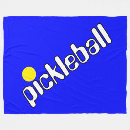 Groovy Wit Geel PICKLEBALL op Helderblauw Fleece Deken