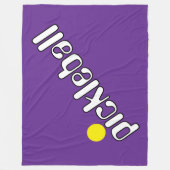 Groovy wit geel PICKLEBALL op Royal Paarse Fleece Deken (Voorkant)