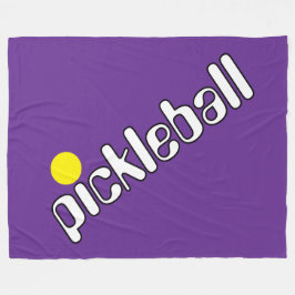 Groovy wit geel PICKLEBALL op Royal Paarse Fleece Deken