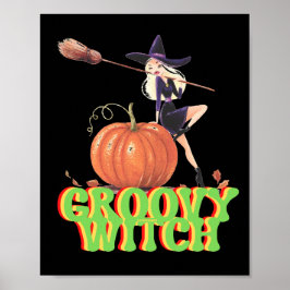 GROOVY WITCH grappige Halloween heks Poster
