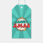 Groovy xmas retro cartoon groovy tekst teken cadeaulabel (Voorkant)