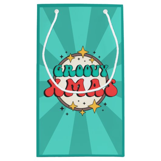 Groovy xmas retro groovy tekstteken klein cadeauzakje (Achterkant)