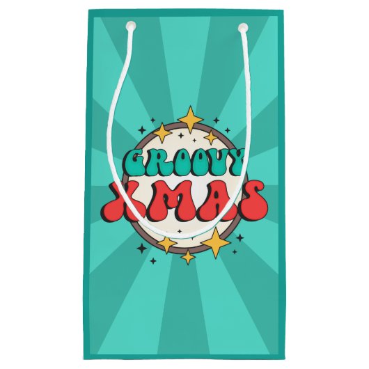 Groovy xmas retro groovy tekstteken klein cadeauzakje (Voorkant)