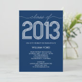 Groovy Year Afstuderen Invitation - marine Kaart (Staand voorkant)