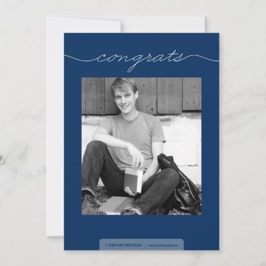 Groovy Year Afstuderen Invitation - marine Kaart (Achterkant)