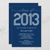 Groovy Year Afstuderen Invitation - marine Kaart (Voorkant / Achterkant)