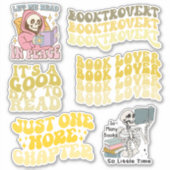 Groovy Yellow Book Lover & Reading Pack of Vinyl Sticker (Voorkant)