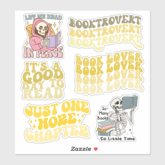Groovy Yellow Book Lover & Reading Pack of Vinyl Sticker (Vel)