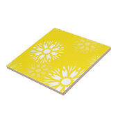 Groovy Yellow Daisy Bloem Retro Bloemen Patroon Tegeltje (Zijkant)