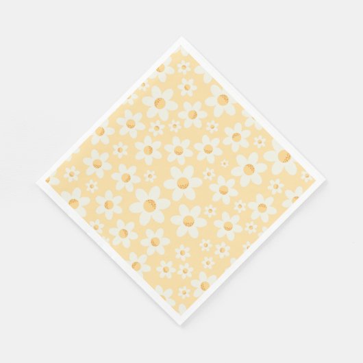 Groovy Yellow Daisy Verjaardag servetten | Retro B (Hoek)