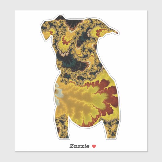 Groovy Yellow en Red Fractal Dog Silhouette Sticker (Vel)