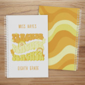 Groovy Yellow Retro Schattige Teacher Planner