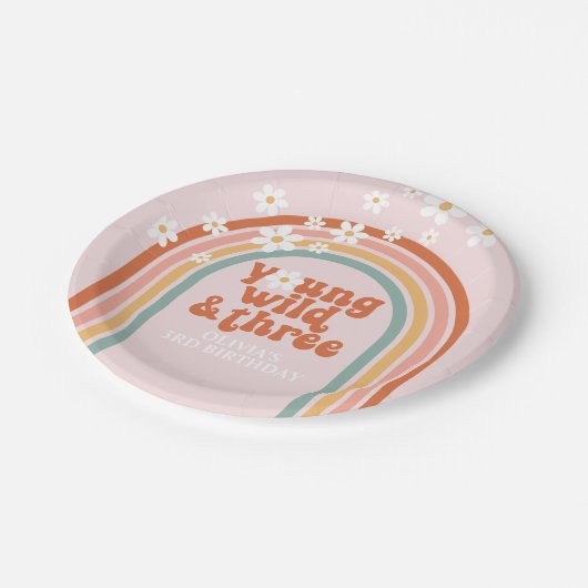 Groovy Young Wild Driedaagse regenboog, derde verj Papieren Bordje (Gekanteld)