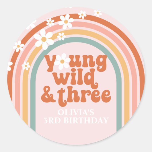 Groovy Young Wild Driedaagse regenboog, derde verj Ronde Sticker (Voorkant)
