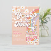 Groovy Young Wild en Drie 3de Verjaardag Kaart (Staand voorkant)