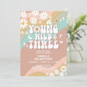 Groovy Young Wild en Drie 3de Verjaardag Kaart (Staand voorkant)