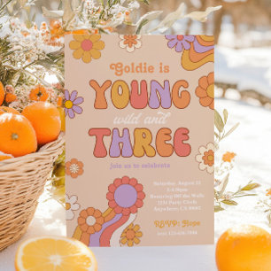 Groovy Young Wild en drie verjaardagsuitnodigingen Kaart