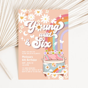 Groovy Young Wild en SIX Rainbow 6de verjaardag Kaart