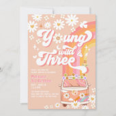 Groovy Young Wild en Three Daisy 3de verjaardag Kaart (Voorkant)