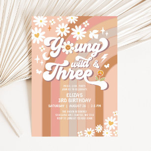 Groovy Young Wild en Three Mauve 3de Verjaardag Kaart