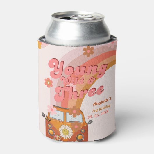 Groovy Young Wild en Three Pink Peach Van Daisy Blikjeskoeler (Blikje Voorkant)