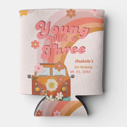 Groovy Young Wild en Three Pink Peach Van Daisy Blikjeskoeler (Voorkant)