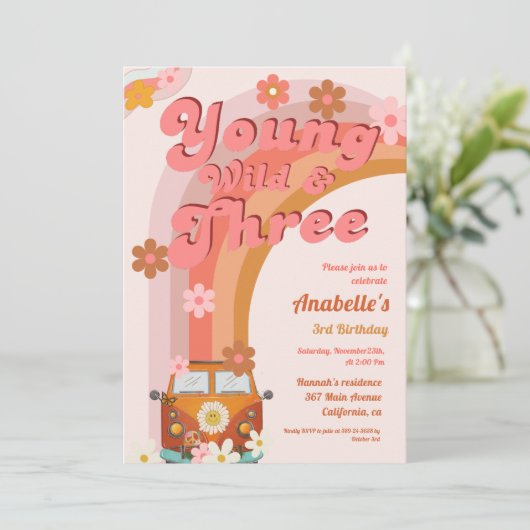 Groovy Young Wild en Three Pink Peach Van Daisy Kaart (Staand voorkant)