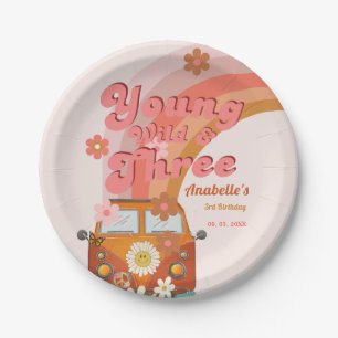 Groovy Young Wild en Three Pink Peach Van Daisy Papieren Bordje
