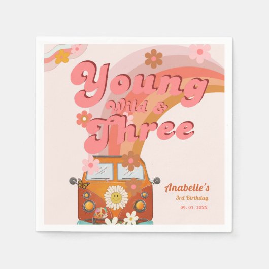 Groovy Young Wild en Three Pink Peach Van Daisy Servet (Voorkant)