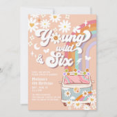 Groovy Young Wild en ZES Regenboog 6de verjaardag Kaart (Voorkant)