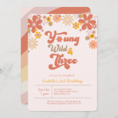 Groovy Young Wild & Three 3rd Birthday Kaart (Voorkant / Achterkant)